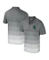 Colosseum Men's Gray Michigan State Spartans Striped Mesh Polo Shirt