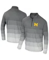 Colosseum Gray Michigan Wolverines Ai Striped Mesh Quarter-zip Raglan Windshirt In Gray
