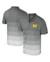 Colosseum Men's Gray Michigan Wolverines Striped Mesh Polo Shirt