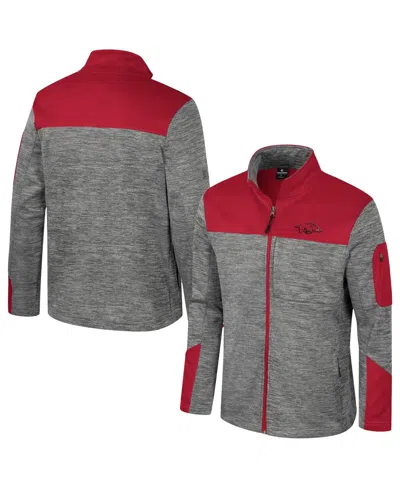 Colosseum Men's Gray/cardinal Arkansas Razorbacks Guard Full-zip Jacket In Gray,cardinal