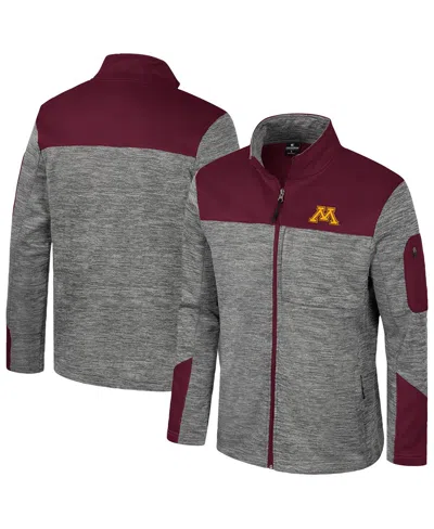 Colosseum Men's Gray/maroon Minnesota Golden Gophers Guard Full-zip Jacket In Gray,maroon