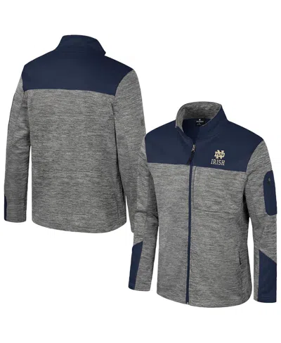 Colosseum Men's Gray/navy Notre Dame Fighting Irish Guard Full-zip Jacket In Gray,navy