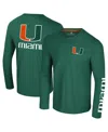Colosseum Men's Green Miami Hurricanes Logo Lockup 3-hit Active Blend Long Sleeve T-shirt In Green