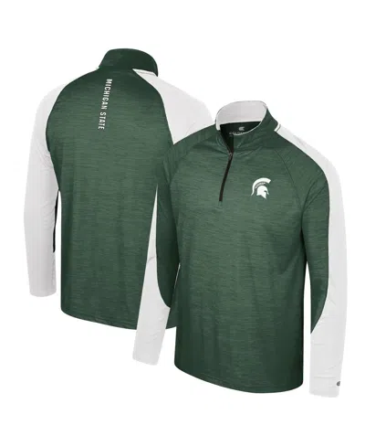 Colosseum Men's Green Michigan State Spartans Langmore Raglan Quarter-zip Top