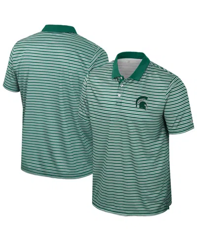 Colosseum Men's Green Michigan State Spartans Striped Polo Shirt