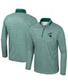 Colosseum Men's Green Michigan State Spartans Striped Quarter-zip Top In Green