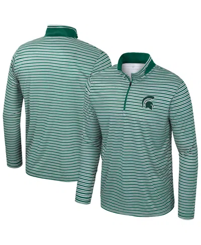 Colosseum Men's Green Michigan State Spartans Striped Quarter-zip Top