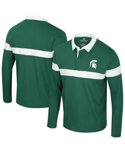 Colosseum Men's Green Michigan State Spartans Too Cool For School Long Sleeve Polo Shirt In Multi
