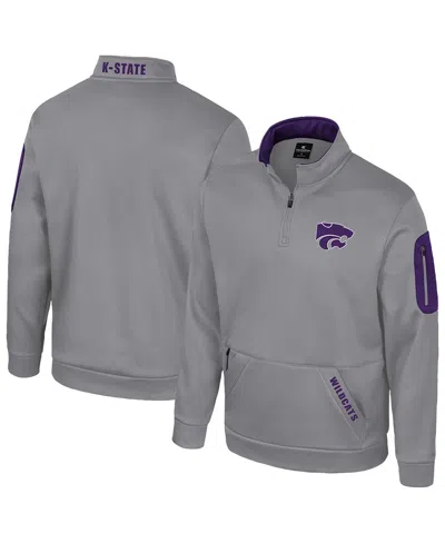 Colosseum Men's Grey Kansas State Wildcats Mainframe Quarter-zip Fleece Jacket In Gray