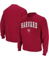 Colosseum Men's Crimson Harvard Crimson Team Arch Logo Tackle Twill Pullover Sweatshirt In Crimson