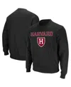 Colosseum Men's Harvard Crimson Team Arch & Logo Tackle Twill Pullover Sweatshirt In Black