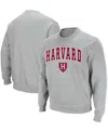 Colosseum Men's Harvard Crimson Team Arch & Logo Tackle Twill Pullover Sweatshirt In Gray