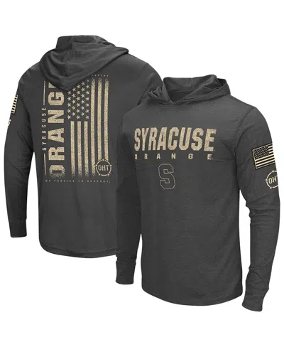 Colosseum Men's Heather Black Syracuse Orange Oht Military Appreciation Long Sleeve Hoodie T-shirt