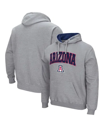 Colosseum Men's Heather Gray Arizona Wildcats Arch Logo 3.0 Pullover Hoodie In Heathered Gray