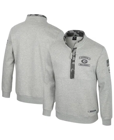 Colosseum Men's Heather Gray Georgia Bulldogs Oorah Oht Military Appreciation Fleece Quarter-zip Jacket