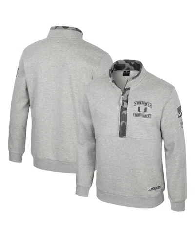 Colosseum Men's Heather Gray Miami Hurricanes Oorah Oht Military Appreciation Fleece Quarter-zip Jacket