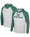 Colosseum Men's Heather Gray Michigan State Spartans Hasta La Vista Raglan Hoodie Long Sleeve T-shirt