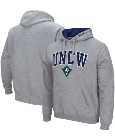 Colosseum Men's Heather Gray Unc Wilmington Seahawks Arch And Logo Pullover Hoodie