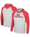 Colosseum Men's Heather Grey Arkansas Razorbacks Hasta La Vista Raglan Hoodie Long Sleeve T-shirt In Heather Gray