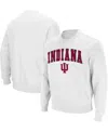 Colosseum Men's White Indiana Hoosiers Arch Logo Crew Neck Sweatshirt In White