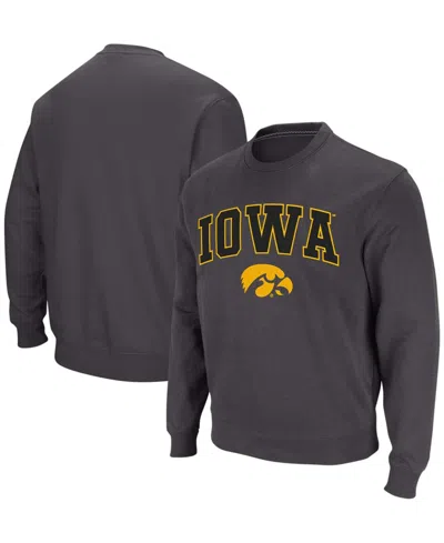 Colosseum Men's Iowa Hawkeyes Arch And Logo Crew Neck Sweatshirt In Charcoal
