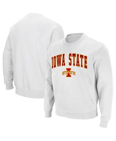 Colosseum Men's Iowa State Cyclones Arch & Logo Crew Neck Sweatshirt In White