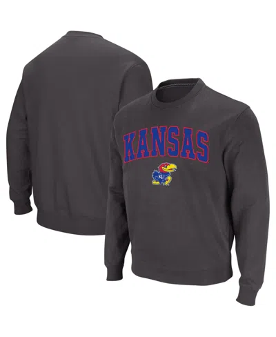 Colosseum Men's Kansas Jayhawks Arch & Logo Crew Neck Sweatshirt In Charcoal