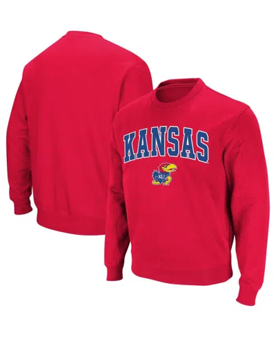 Colosseum Men's Kansas Jayhawks Arch & Logo Crew Neck Sweatshirt In Red