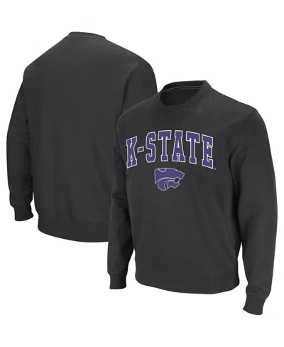 Colosseum Men's Kansas State Wildcats Arch And Logo Crew Neck Sweatshirt In Black
