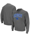 Colosseum Men's Kentucky Wildcats Arch & Logo Pullover Sweatshirt In Charcoal