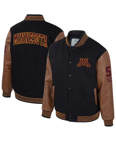 Colosseum Men's Letterman Full-snap Varsity Jacket In Black