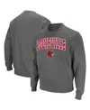Colosseum Men's Louisville Cardinals Arch And Logo Crew Neck Sweatshirt In Charcoal