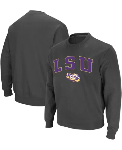 Colosseum Men's Lsu Tigers Arch & Logo Crew Neck Sweatshirt In Charcoal