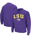 Colosseum Men's Lsu Tigers Arch & Logo Crew Neck Sweatshirt In Purple
