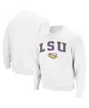 Colosseum Men's Lsu Tigers Arch & Logo Crew Neck Sweatshirt In White