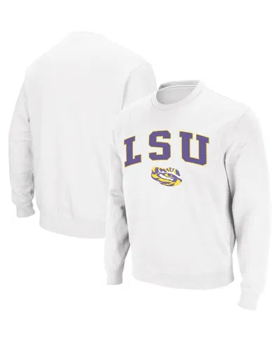 Colosseum Men's Lsu Tigers Arch & Logo Crew Neck Sweatshirt In White