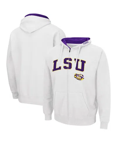 Colosseum Men's Lsu Tigers Arch Logo 3.0 Full-zip Hoodie In White