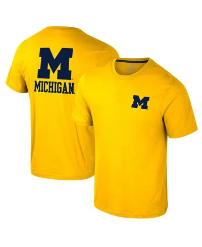 Colosseum Men's Maize Michigan Wolverines Logo Lockup 2-hit Active Blend T-shirt