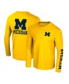 Colosseum Men's Maize Michigan Wolverines Logo Lockup 3-hit Active Blend Long Sleeve T-shirt In Maize