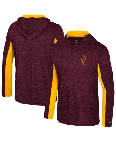 Colosseum Men's Maroon Arizona State Sun Devils Always Sunny Quarter-zip Hoodie In Burgundy