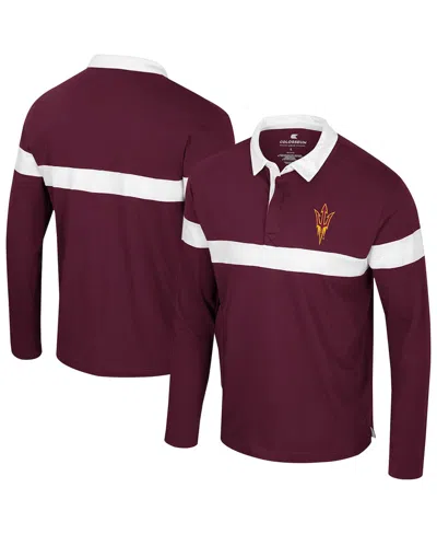 Colosseum Men's Maroon Arizona State Sun Devils Too Cool For School Long Sleeve Polo Shirt