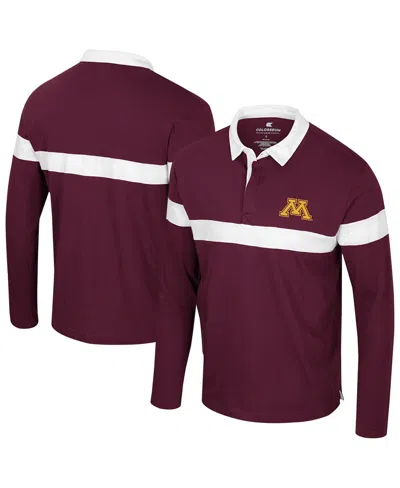Colosseum Men's Maroon Minnesota Golden Gophers Too Cool For School Long Sleeve Polo Shirt In Burgundy