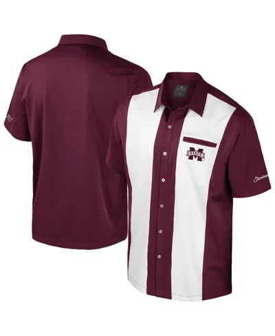 Colosseum Men's Maroon Mississippi State Bulldogs Strike Bowling Button-up Shirt In Purple