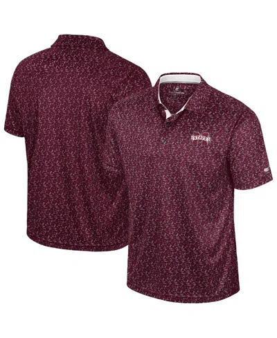 Colosseum Men's Maroon Mississippi State Bulldogs Sublimated Golf Polo Shirt