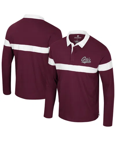 Colosseum Men's Maroon Montana Grizzlies Too Cool For School Long Sleeve Polo Shirt In Burgundy