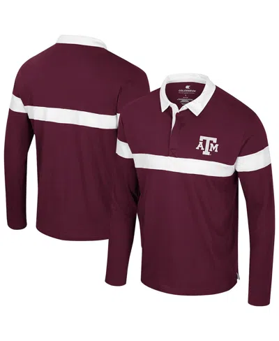 Colosseum Men's Maroon Texas A&m Aggies Too Cool For School Long Sleeve Polo Shirt
