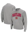 Colosseum Men's Maryland Terrapins Arch And Logo Crew Neck Sweatshirt In Heather Gray