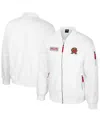 Colosseum Men's Maryland Terrapins White Rabbit Full-zip Bomber Jacket In White