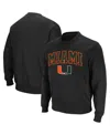 Colosseum Men's Miami Hurricanes Arch & Logo Crew Neck Sweatshirt In Black
