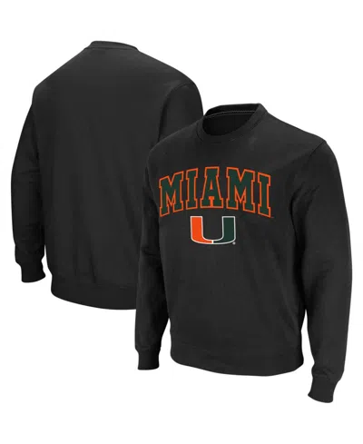 Colosseum Men's Miami Hurricanes Arch & Logo Crew Neck Sweatshirt In Black